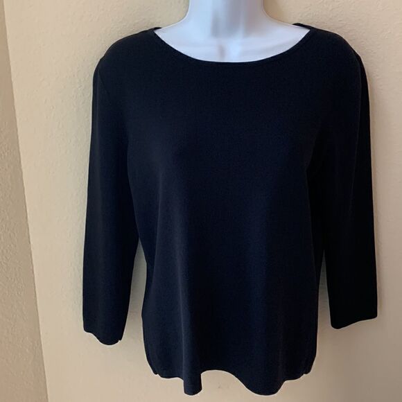 Vintage Pendleton Sweater‎ Top Black Rayon Pullover 3/4 Sleeve size medium - Picture 1 of 4